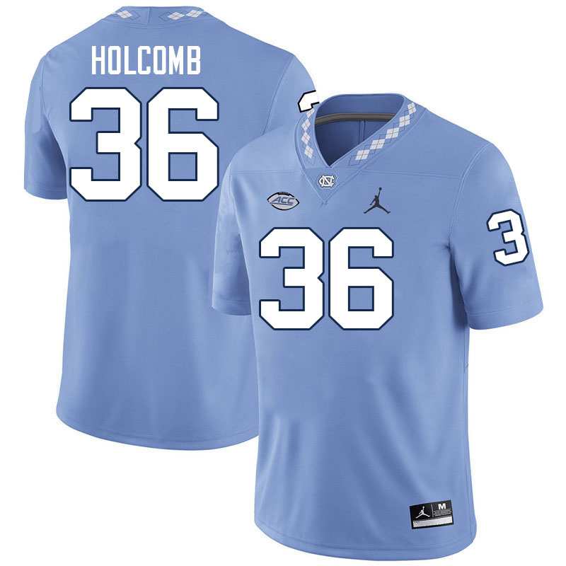 #36 Cole Holcomb North Carolina Tar Heels Jerseys,Apparels,Uniforms Stitched-Carolina Blue